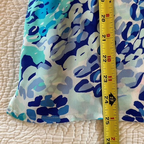 EUC: Lilly Pulitzer XS Elsa Silk Top Blouse Turquoise Oasis Wave after Wave🔥🤩 - Picture 13 of 15